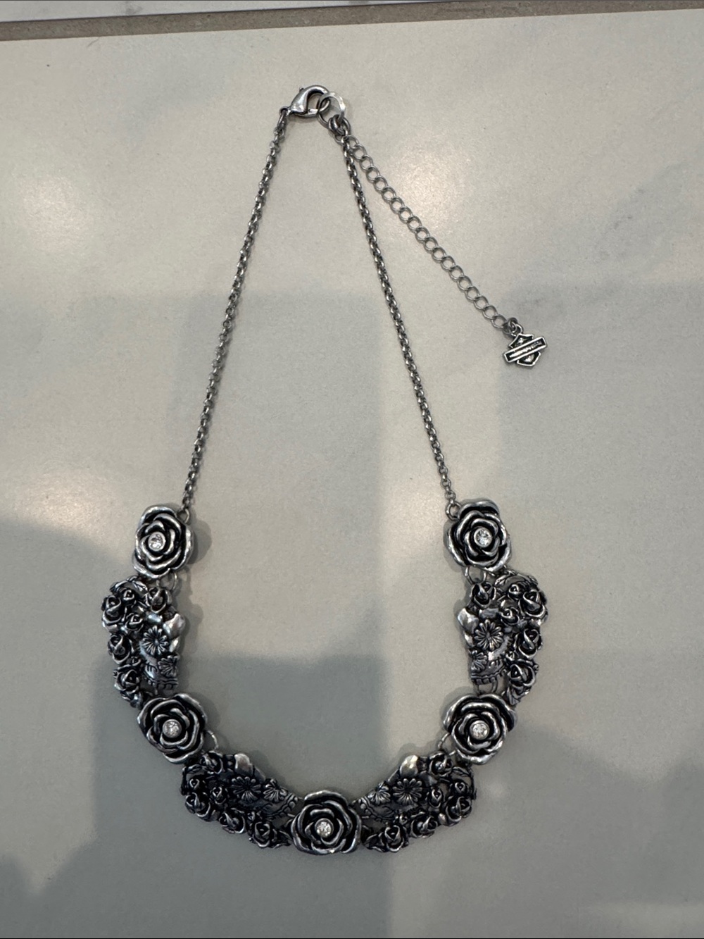 Harley-Davidson Silver Floral Necklace